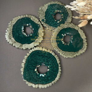 Green and gold geode coasters