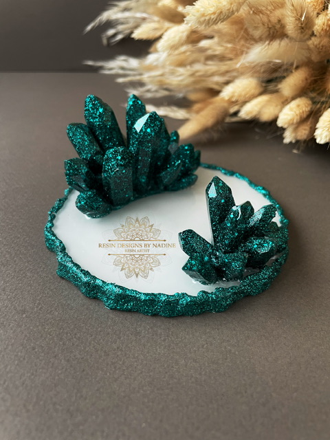 Teal and white business card holder