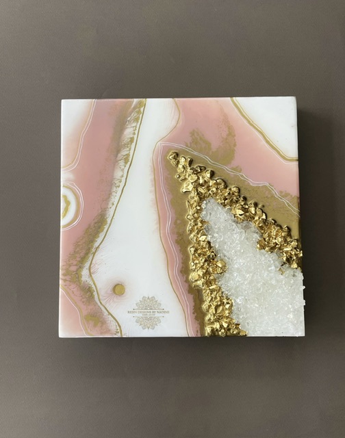 Pink and gold wall art
