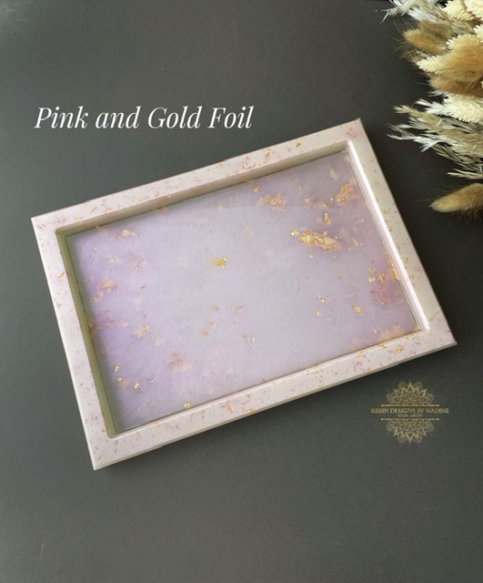 Pink and gold makeup tray