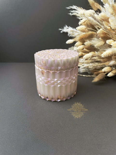 Pink trinket pot with lid