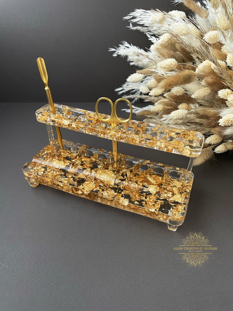 Gold nail brush stand