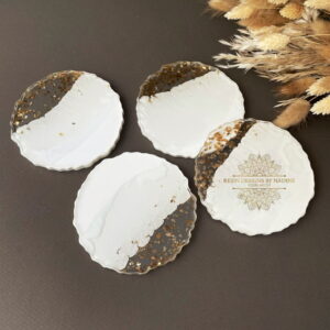 White and gold flake coasters