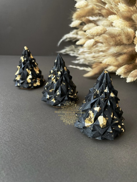 Black and gold Christmas trees